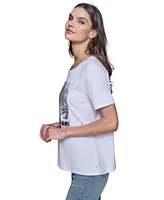 Karl Lagerfeld Paris Women's Embellished Scene Graphic T-Shirt
