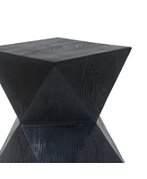 Concrete Side Table with Prismatic Shape and Wood Grain Texture