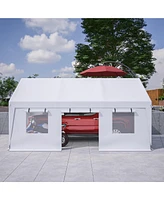 13x20 Heavy Duty Steel Carport Storage Canopy Garage Tent w/ Removable Sidewalls