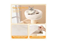 Tall Cat Tree with Cozy Top Perch & Washable Plush Cushions Comfortable & Stylish Cat Tower