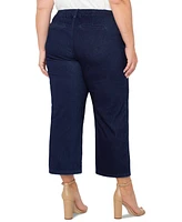 Liverpool Plus Cropped Wide-Leg Denim Cargo Pants