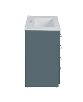30" Freestanding Bathroom Vanity with Ceramic Sink and Storage Cabinet