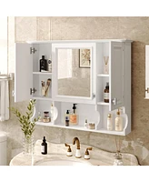 35" Wall Mount Bathroom Medicine Cabinet with Mirror and Shelves