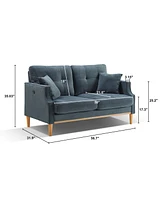 Living Space Sofa 2 Seater ,Loveseat With Waterproof Fabric Cream , Usb Charge