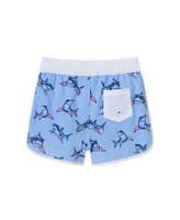 Toddler/Child Boys Navy Shark Graphic Rashguard Set
