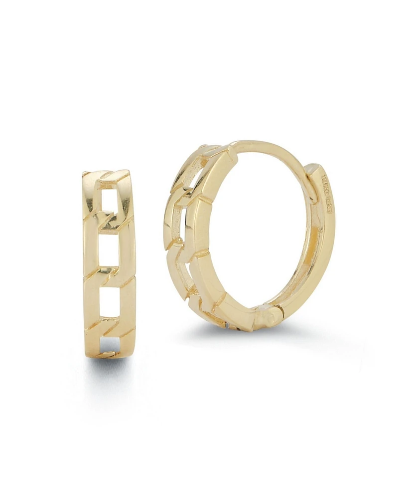 Rachel Zoe Fine Jewelry 14K Gold Square Curb Chain Huggie Hoop Earrings