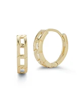 Rachel Zoe Fine Jewelry 14K Gold Square Curb Chain Huggie Hoop Earrings