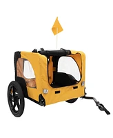 Yellow Outdoor Heavy Duty Foldable Utility Pet Stroller Dog Carriers Bicycle Trailer