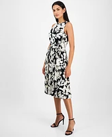 Anne Klein Women's Belted Floral-Print Dress