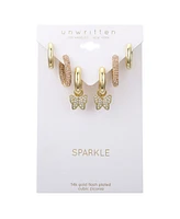 Unwritten Cubic Zirconia Butterfly Charm Hoop Set