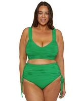 Becca Etc Plus Color Code Shirred Halter Bikini Top