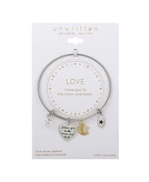 Unwritten "I Love You To The Moon and Back" Heart Charm Bangle Bracelet