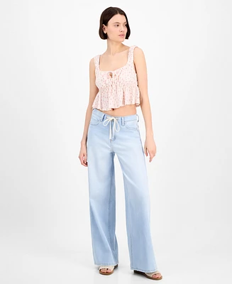 Celebrity Pink Juniors' Drawstring-Waist Wide-Leg Jeans