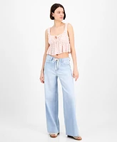 Celebrity Pink Juniors' Drawstring-Waist Wide-Leg Jeans