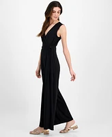 Anne Klein Women's Sleeveless Classic Wrap V-Neck Jumpsuit