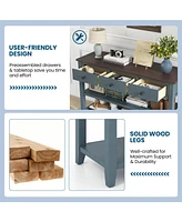 50 Inch Entryway Table Narrow Long Sofa Table with Drawers and Shelves