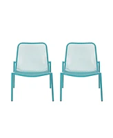 Modern Stackable Patio Chairs with Mesh Seating (Set of 2)