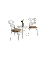 Cast Aluminum 3-Piece Bistro Set: 2 Chairs & Table w/ Cushions