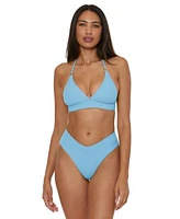Becca Womens Modern Edge Halter Bikini Top High Waist Bottoms