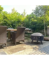 Fire Pit 32 Inch Outdoor Wood Burning Firepit with Screen Patio round about the moon and stars