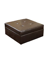 Contemporary Storage Ottoman with Tufted Waffle Stitch and Rolling Casters