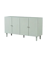 Elegant Four-Door Sideboard with Wavy Doors, Cylindrical Legs & Metal Handles