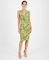 Kasper Women's Printed Sleeveless Wrap-Style Dress