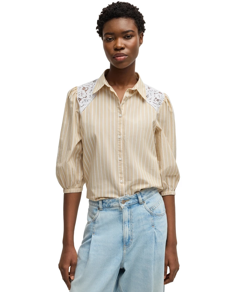 Boss by Hugo Women's Striped Regular Fit Blouse