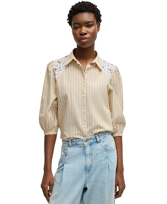 Boss by Hugo Women's Striped Regular Fit Blouse