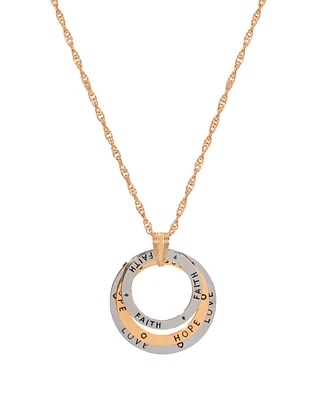 2028 Two-Tone Love Hope Faith Tri Ring Necklace