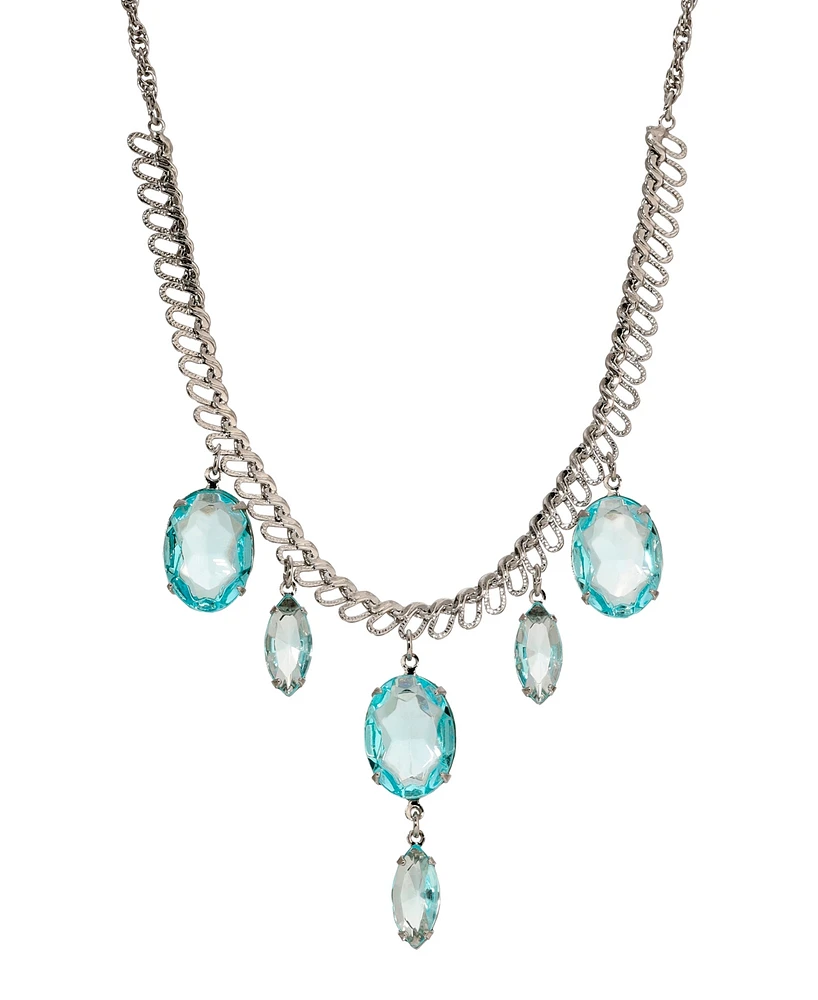 2028 Aqua Crystal Statement Drop Necklace