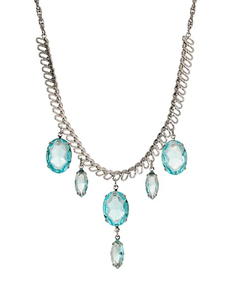 2028 Aqua Crystal Statement Drop Necklace