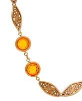 2028 Topaz Crystal Filigree Station Necklace