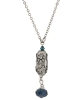 2028 Blue Glass Paw and Bone Pendant Necklace