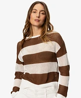 Sanctuary Women's Cotton Open-Knit Long-Sleeve Sweater