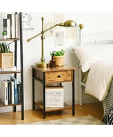 Gymax Industrial End Side Table Nightstand with Drawer Shelf