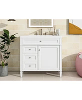 36" Modern Bathroom Vanity with Sink and Storage (2 Drawers + Tip-Out)