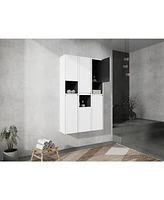 12" Bathroom Side Cabinet,6-Soft Close Doors,Float Mounting Design,0112WH3-0212WH-K3(Kd-Packing)