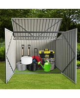 Garbage Bin Shed Stores 2 Trash Cans Metal Outdoor Bin Shed for Garbage Storage,Grey