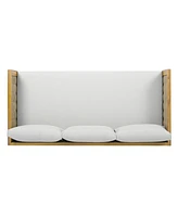 Acacia Wood Daybed with Water-Resistant Cushions and Rattan Armrests