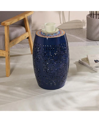 Vivid Boho Mosaic Side Table: Unique Ceramic Tile Top, Durable Metal Frame
