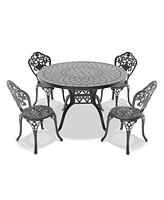 5-Piece Set Of All-Weather Cast Aluminum Dining Furniture Set With Black Frame