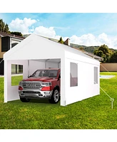12' x 20' Portable Carport Garage with Roll-up Doors & Wind Windows