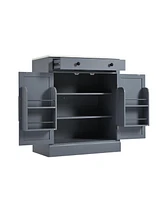 Freestanding Kitchen Pantry with Storage and Adjustable Shelves (Set of 2, Gray)