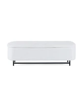 Elegant Ottoman with Spacious Storage Function, White