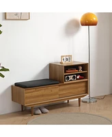 Sophisticated Shoe Changing Bench with Modern 3D Design and Ample Storage