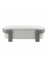Large Versatile Storage Ottoman Bench: Spacious, Durable, and Stylish for Any Room, White with light grey(51"20"17")