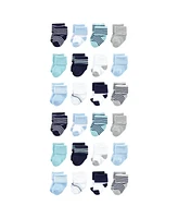 Luvable Friends Cotton Rich Baby Terry Socks 24-Pack, Mint Navy Stripes, 0-6 Months