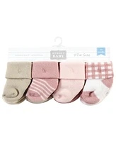 Hudson Baby Cotton Rich Terry Socks 16-Pack, Mauve Taupe, 0-6 Months