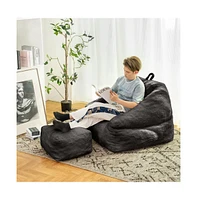 Fluffy Bean Bag Chair with Memory Foam, Comfy Faux Fur Lounge for Adults & Kids-The Pop Home